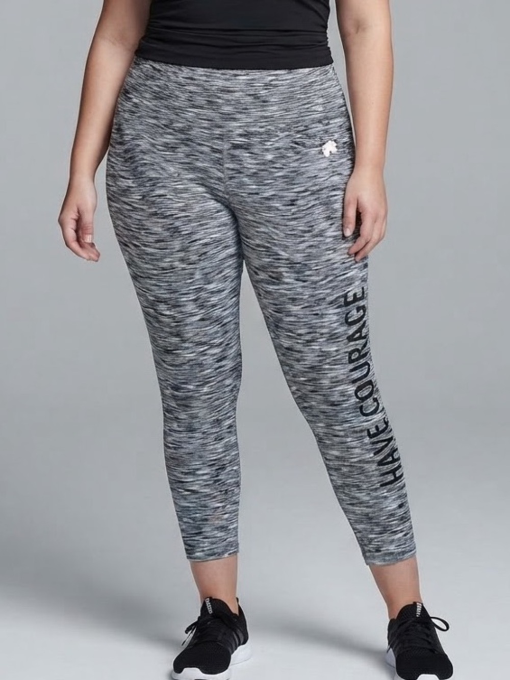 😍 FOUNDATION CURE Heather Gray Active Leggings with 'Have Courage' Print Large